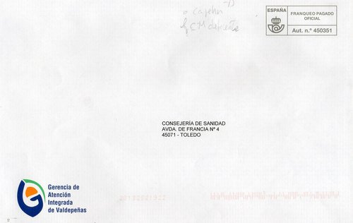 Franqueo Pagado Oficial. Valdepeñas.
