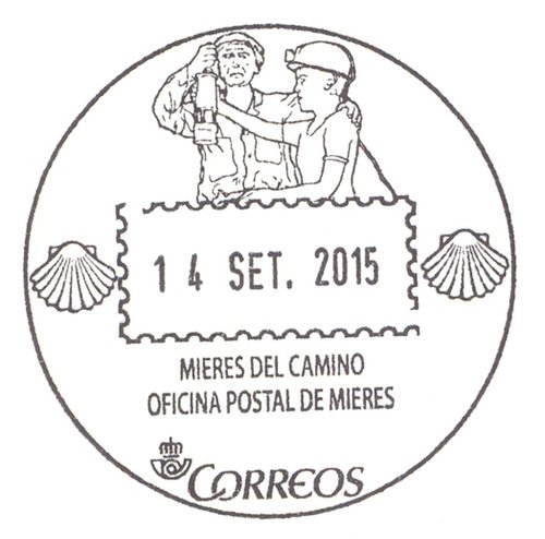 Matasellos turístico. Mieres. Mieres del Camino. 2015-09-14. Tarjeta del Correo. 1998. Mieres. Matasellos. Baja.jpg