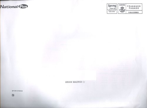 Franqueo Pagado. Publicorreo. Spring Global Mail. 2015-10-01. Sobre. Anverso. Baja.jpg