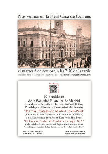 Marcas Postales de Madrid. Volumes V de la Biblioteca de Estudios de SOFIMA. Presentación. 06-10-2015.jpg