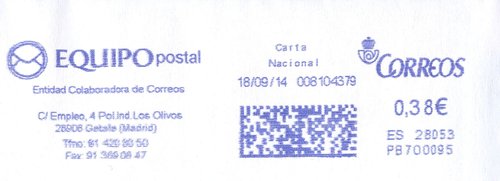 Franqueo digital. Azul. PB700095. 28053. Carta Nacional. 2014-09-18. Baja.jpg
