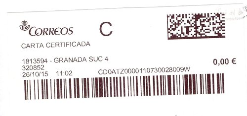 Etiqueta térmica digital. 1813594 - Granada Suc 4. 320852. Carta certificada. 0,00. 2015-10-26. 11.02. Baja.jpg