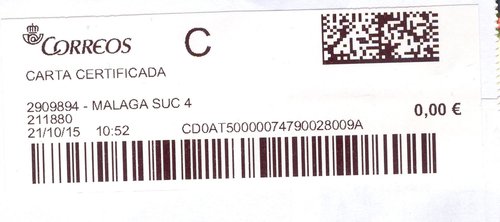 Etiqueta térmica digital. 2909894 - Malaga Suc 4. 211880. Carta certificada. 0,00. 2015-10-21. 10.52. Baja.jpg