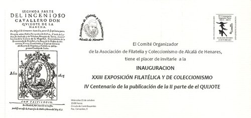 Alcalá de Henares. 2015-10-21 al 25. XXIII EXFILAL. Invitación a la inauguración. Baja.jpg