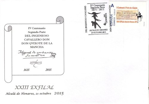 Alcalá de Henares. 2015-10-21 al 25. XXIII EXFILAL. Sobre conmemorativo. Baja.jpg