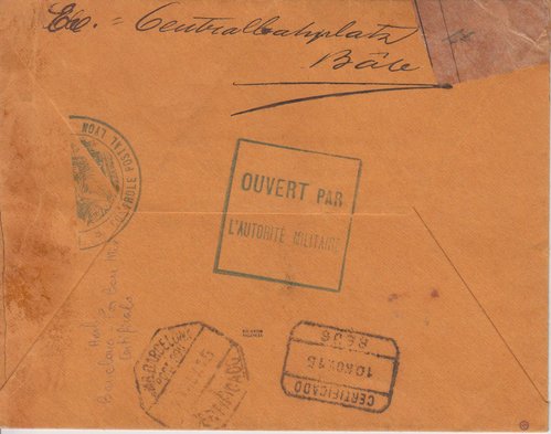 Reverso de carta Basilea - Reus