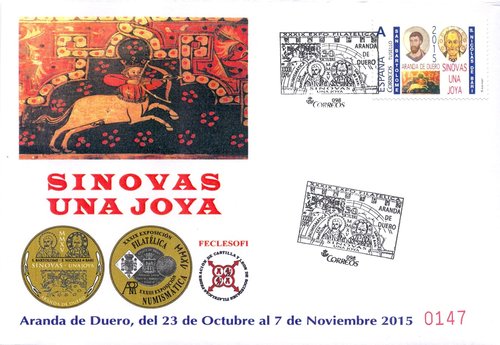 2015-10-30. Aranda de Duero. XXXIX Exposición Filatélica. Sobre matasellado. Baja.jpg
