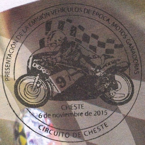 2015-11-06. Vehículos de época. Motos Campeonas. Presentación. 2015-11-06. Matasellos. Baja.jpg