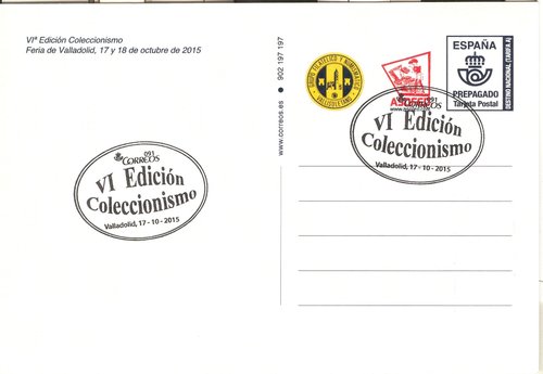 Valladolid. 2015-10-17 y 18. VI Edición Coleccionismo. Tarjeta entero posta. Anverso. Baja.jpg