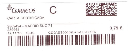 Etiqueta térmica digital. 2869494 - Madrid Suc 71. 289648. Carta certificada. 3,79. 3,6x9,9. 2015-11-12. 13.49.jpg