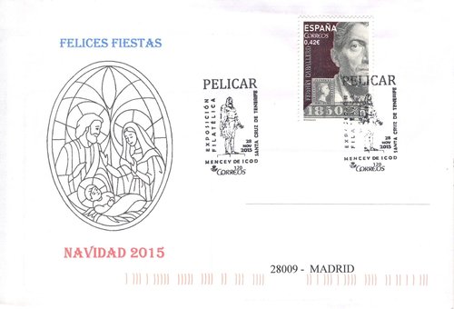 2015-11-28. Santa Cruz de Tenerife. Exposición Filatélica. Mencey de Icod. Sobre matasellado. Baja.jpg
