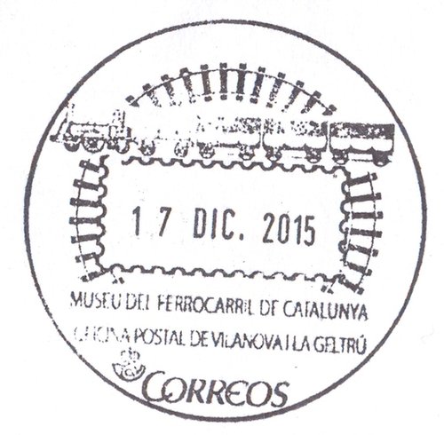 Matasellos turistico. Vilanova i la Geltru. Museu del Ferrocarril de Catalunya. 2015-12-17. Baja.jpg
