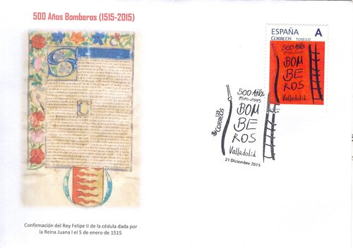 Sello personalizado. Valladolid. 2015-12-21. 500 Anos Bomberos. Sobre anverso. Baja.jpg