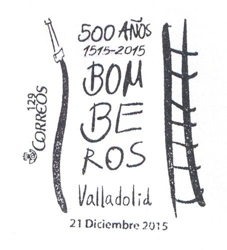 Sello personalizado. Valladolid. 2015-12-21. 500 Anos Bomberos. Matasellos. Baja.jpg