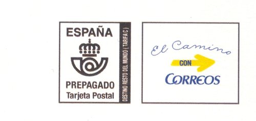 Tarjeta prefranqueda de El Camino con Correos. Anverso. Detalle. Baja.jpg