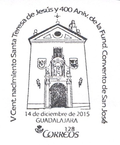 2015-12-14. Guadalajara. V Centenario Nacimiento Santa Teresa de Jesus. Matasellos. Baja.jpg