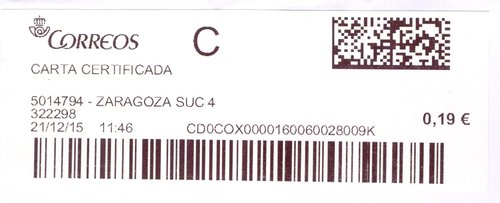 Etiqueta térmica digital. 5014794 - Zaragoza Suc 4. 322298. Carta certificada. 0,19. 3,7x10. 2015-12-21. 11.46. Baja.jpg