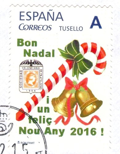 Sello personalizado. Valencia. 2015. Sociedad Valenciana de Filatelistas. Bon Nadal. Baja.jpg