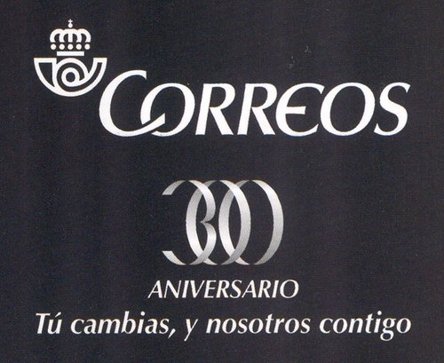 Correos. 300 aniversario. Logotipo. Fondo negro. Letras blancas. Baja.jpg