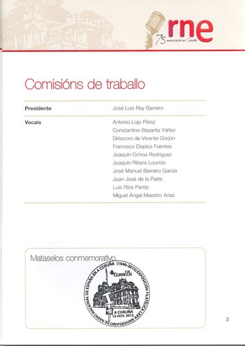 2015-11-19. A Coruna. Exposicion Filatelica LXXV Aniversario de Radio Nacional de Espana en A Coruna. Pagina. Baja.jpg