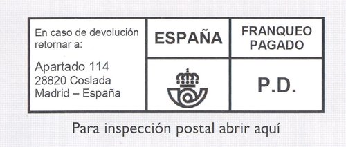 Franqueo Pagado. P. D. Retornar al Apartado 114 de Coslada. Baja.jpg