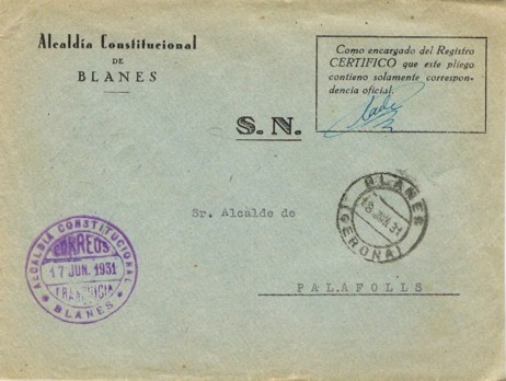 BLANES, alcaldia corona decapitada 1931