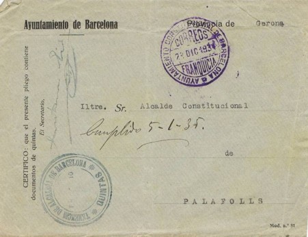 BARCELONA ayuntamiento corona decapitada 1934