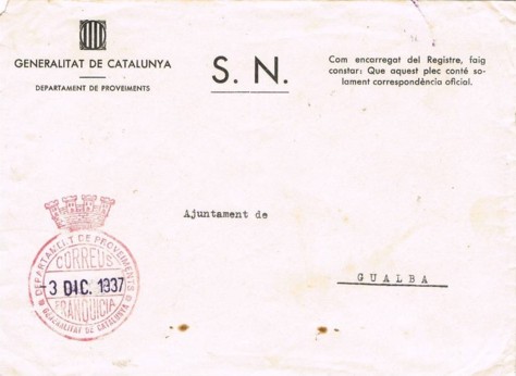 BARCELONA Dpartament proveiments 1937