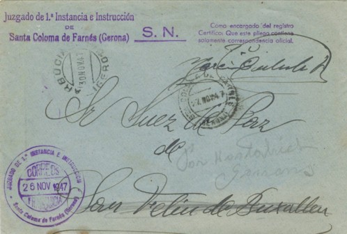 SANTA COLOMA de FARNES (Gerona) 1947