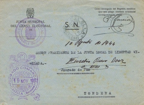 CAELLA (barcelona) Juzgado comaarcal  1951