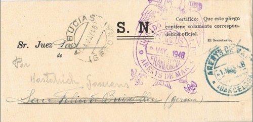 ARENYS de MAR (barcelona) Juzgado Comarcal 1948