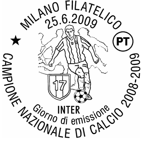 FC INTERNAZIONALE. Matasellos de 1º Día de Milano. 25 de Junio de 2009.