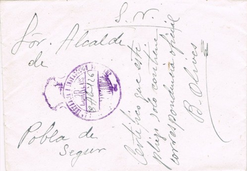 TREMP (Lerida) Juzgado Primera Instancia e instrucción 1926, color violeta
