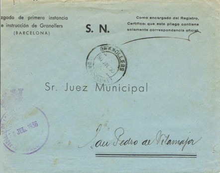 GRANOLLERS, Juzgado Primera Instancia e instruccion Republica 1936