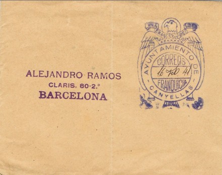 CAÑELLAS, Ayuntamiento 1941, aguila Estado Español