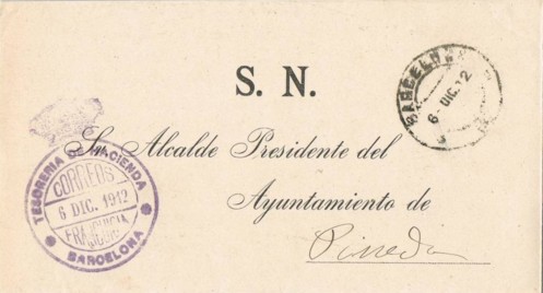 BARCELONA, Tesorería de Hacienda 1912