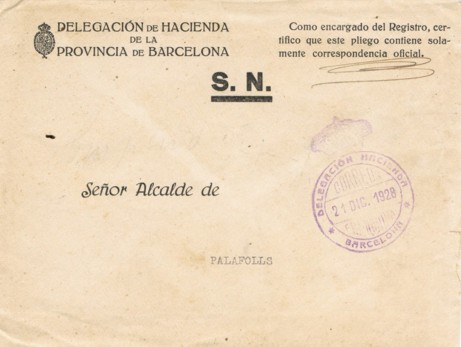 BARCELONA , Delegación de Hacienda 1928