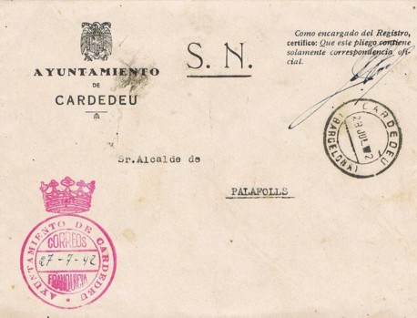 CARDEDEU (Barcelona) Ayuntamiento 1942