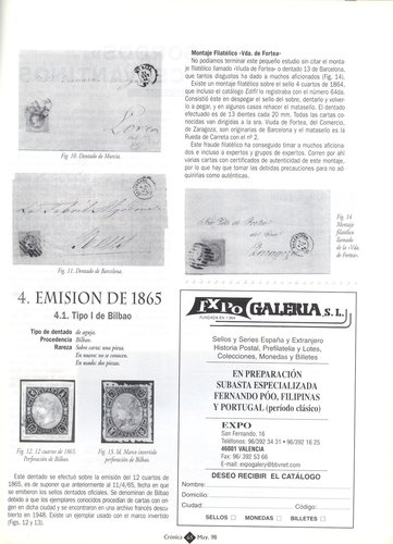Cronica Filatelica. 155. Mayo 1998. Pagina 65. Sellos dentados en la epoca 1850-1865. 2. Baja.jpg