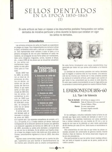 Cronica Filatelica. 153. Marzo 1998. Pagina 84. Sellos dentados en la epoca 1850-1865. 1. Baja.jpg