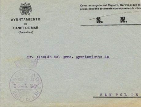 CANET de MAR (Barcelona), Alcaldia 1940