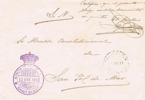 CANET de MAR (Barcelona) Alcaldia constitucional 1911
