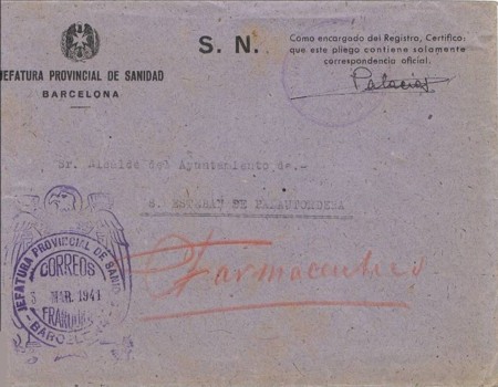 BARCELONA, Jefatura provincial de Sanidad 1941