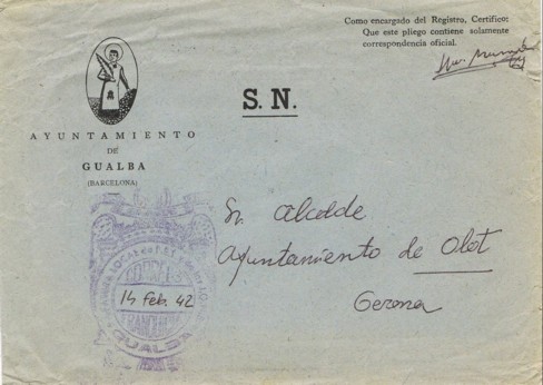 GUALBA (Barcelona) Ayuntamiento 1942