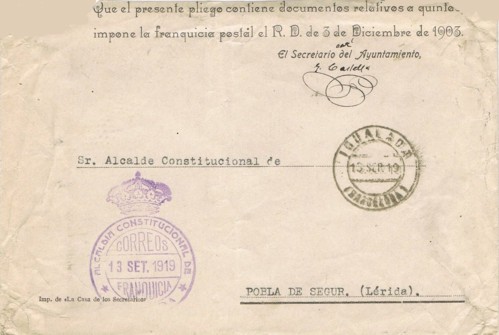 IGUALADA (Barcelona) Alcaldia constitucional 1919