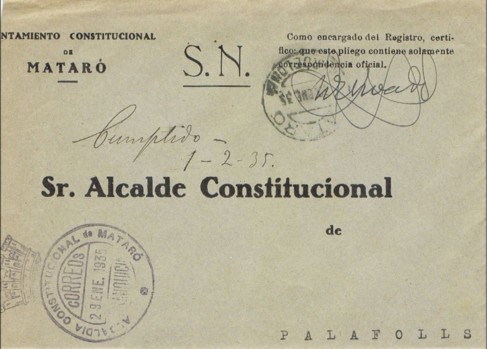 MATARÓ (barcelona) Ayuntamiento 1935, corona Republicaa