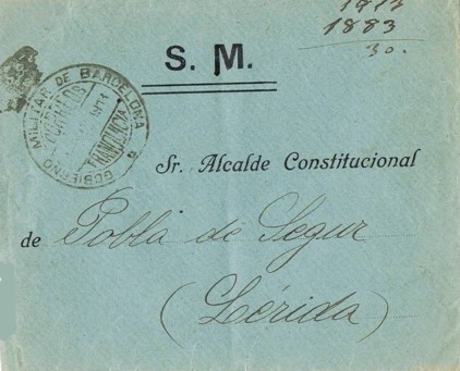 BARCELONA, Gobierno Militar 1911 color negro