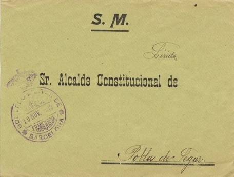 BARCELONA , Gobierno Militar 1919 color violeta