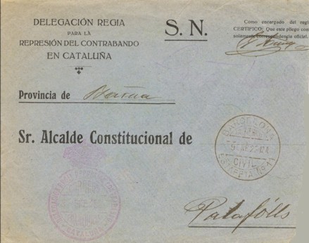 BARCELONA, Delegación Regia Represión del Contrabando 1923