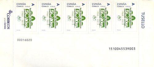 Sello personalizado. Madrid. 2015. Parroquia de Santa Ana y la Esperanza. 50 años. Numeración. Baja.jpg